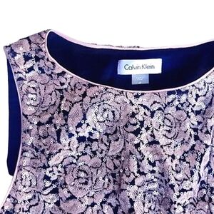 Womens 4P Calvin Klein Sequin Rose Gold Sleeveless Coquette Girl Stretch Dress